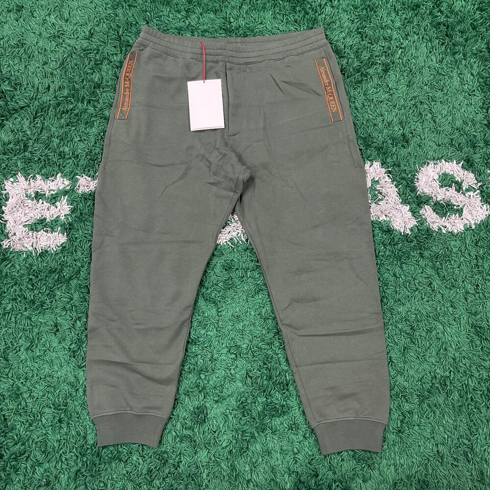 New Alexander McQueen slim fit cotton track sweat pants Olive Green Size XXL B11